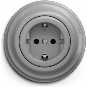 Reblig - Ретро домашна розетка с рамка SCHUKO 230V/16A сива (RG0052G)