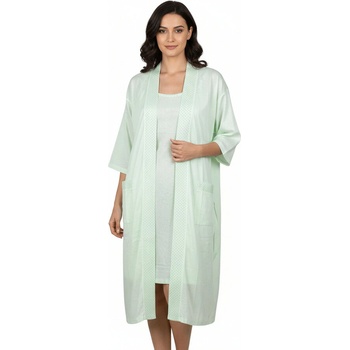 Комплект от халат и нощница в светлозелено