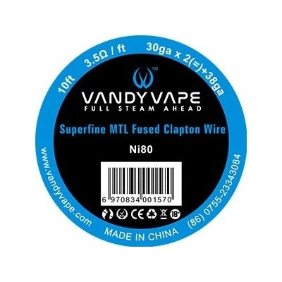 Vandy Vape Superfine MTL Fused Clapton Ni80 drôt 30ga*2+38ga 3m