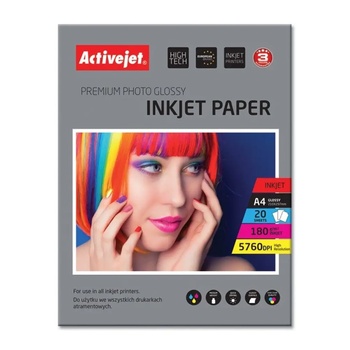 Compatible AP4-180G20 гланцова фотохартия, за мастилен принтер, A4, 20 бр (AP4-180G20)