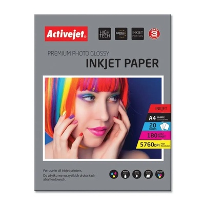 Compatible AP4-180G20 гланцова фотохартия, за мастилен принтер, A4, 20 бр (AP4-180G20)