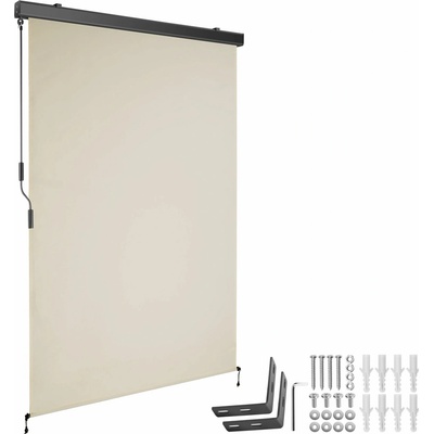 tectake 406134 svislá markýza eloise se 2 nástěnnými držáky - 120 x 250 cm,béžová