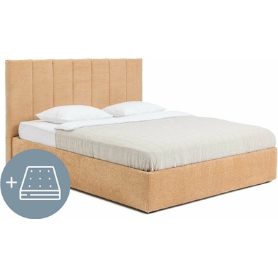 Bonami Selection Thessa Bold Line s úložným priestorom s matracom s roštom v horčicovej farbe