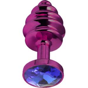 Sensual Метално дилдо Butt Plug с оребрение "PURPLE HONEY BLUE" 7 см. Размер - S