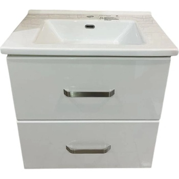 Image 1 of Ramois Пластмасов долен шкаф за баня с мивка Амели с чекмеджета, конзолен, бял