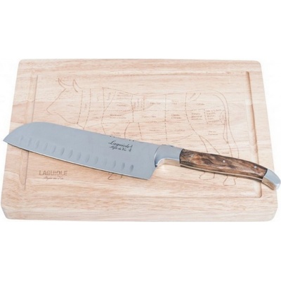 Laguiole Luxury Santoku nůž s prkénkem 17 cm olive