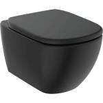 Ideal Standard Tesi - Окачена тоалетна чиния със седалка Softclose, RimLS+, копринено черно T5361V3 (T5361V3)