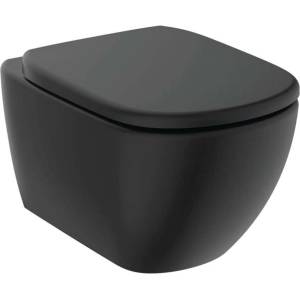 Ideal Standard Tesi - Окачена тоалетна чиния със седалка Softclose, RimLS+, копринено черно T5361V3 (T5361V3)