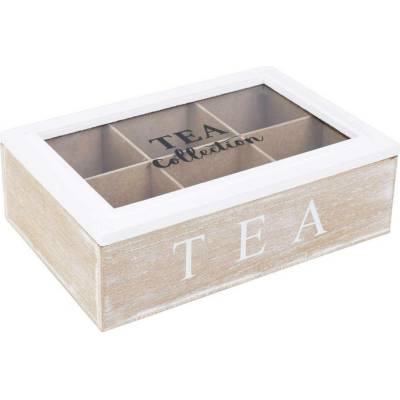 Excellent Houseware Dřevěný organizér na čaj Tea Collection, 23x15,5x8 cm