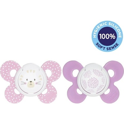 Chicco šidítko Physio Comfort silikon dívka kočka/tečky 2 ks V002448