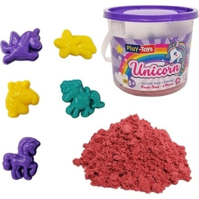 Play-Toys Творчески комплект PlayToys - Пясък за игра с формички, 400 g, розов (70652 )