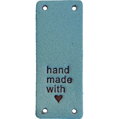 Pro Háčkování Handmade cedulka přes okraj 20x50 mm světle petrolejová koženka