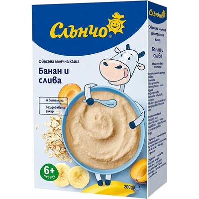 Слъчно Слънчо млечна каша овесена с банан и слива - 200 г