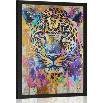 Plakát leopard s imitací malby - 40x60 white