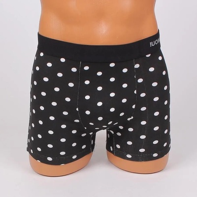 Мъжки памучен боксер в черно на бели точки