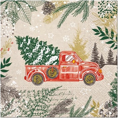 PAW Obrúsky L We Vintage Christmas Car 33x33cm