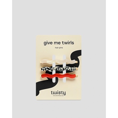 Twisty Sada vlnitých sponek do vlasů - červená, mramorová, perleťová 3 ks