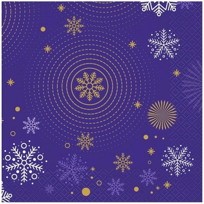 Godan Ubrousky papírové Navy Blue sněhové vločky 33x33cm 20ks