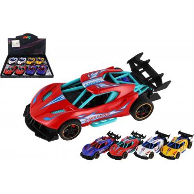 Teddies Auto sportovní plast/kov 14cm na zpětné natažení 4 barvy 8ks v boxu