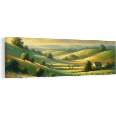 Obraz malebné kopce a obilí - 120x40