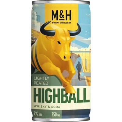 M&H Lightly Peated Highball Whisky & Soda 7% 0,25 l (holá láhev)