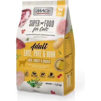 Mac's Cat DOSPĚLÁ KOČKA KACHNA KRŮTA & KUŘE 1,5 kg