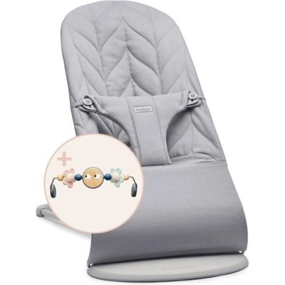 Babybjörn Lehátko BLISS Light grey Woven Petal s hračkou Googly Eyes Pastel