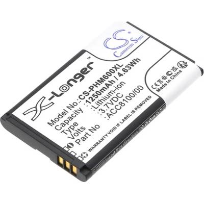 Cameron Sino литиево-йонна батерия 3, 7 V / 1250 mAh, съвместима с Philips ACC8100, ЧЕРНА CS-PHM600XL (CS-PHM600XL)