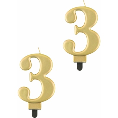 GoDan Narozeninová svíčka na dort 3 metalická zlatá 8 cm – Zboží Dáma