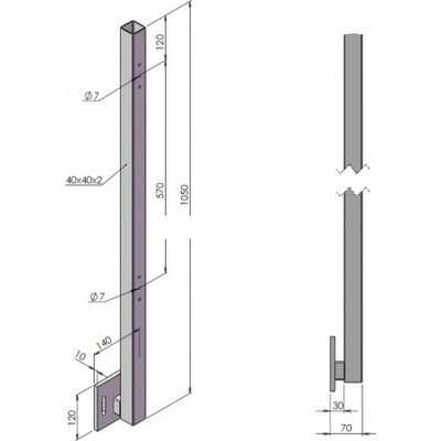 HAHNHOLZ Nerezový sloupek - boční uchycení