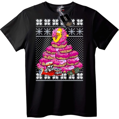 NOONEBRAND Тениска Хоумър Понички Коледно дърво - S, Black