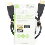 Nedis CVGL34060BK05 ultra HD HDMI кабел, HDMI щепсел - щепсел, 4K60Hz, ARC, 18 Gbps, позлатени конектори, дължина 0, 5 м (CVGL34060BK05)