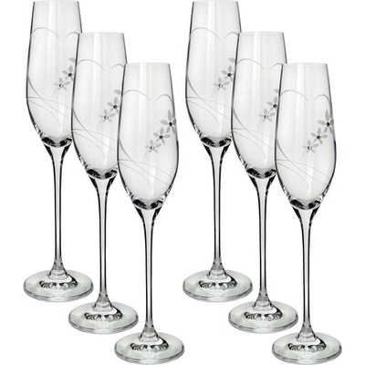 Preciosa Sklenice na sekt s krystaly Srdce 6 x 210 ml