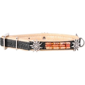 COLLAR Декориран кожен нашийник - 38 - 49см, 25мм - черно - бежово