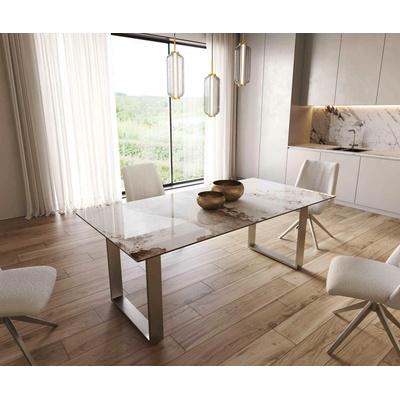 DELIFE Edge 200 x 100 keramika Minas melange bílá béžová nerezová ocel úzký