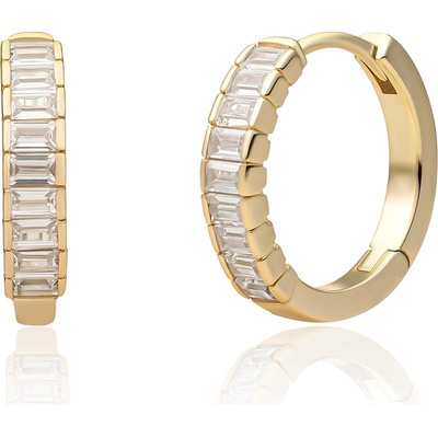 Sparkling Jewels Pozlacené kruhové náušnice s kubickými zirkony EAG23