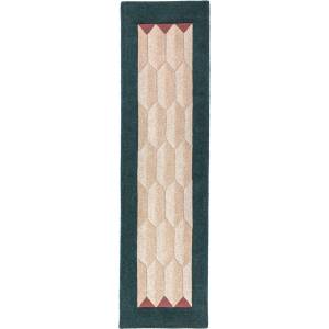 Flair Rugs Ръчно изработена вълнена пътека в естествен цвят/тюркоазена 60x230 cm Apex Border Wool - Flair Rugs (503119382714)
