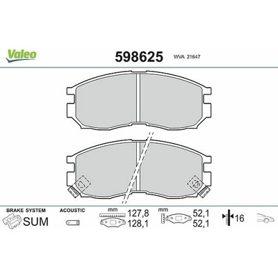 Sada brzdových platničiek kotúčovej brzdy VALEO 598625