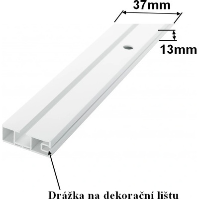 GARNÝŽE-HEBR Stropní kolejnice 150cm jednořadá PVC bílá