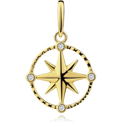 Šperky Eshop Zlatý přívěsek ve tvaru kompasu se zirkony S5GG272.06