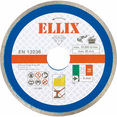 ELLIX Diamantový rezný kotúč na obklady s plným okrajom 150 mm