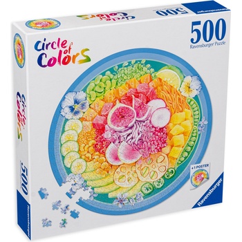 Ravensburger Кръгъл пъзел Ravensburger от 500 части - Купа с плодове (17351)