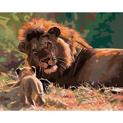Zuty Malování podle čísel Lev a lvíče 100 x 80 cm vypnuté plátno na rám 8596530048831