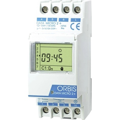 ORBIS Zeitschalttechnik DATA MICRO-2 + 230 V OB171912N časovač na DIN lištu, digitálny, 2 x prepínač; OB171912N