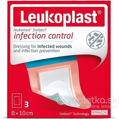 LEUKOPLAST LEUKOMED SORBACT absorbčná náplasť na rany vodeodolná 8 x 10 cm 3 ks