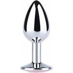 Fantasy by Cottelli Silver Medium Butt Plug with Pink Diamond
