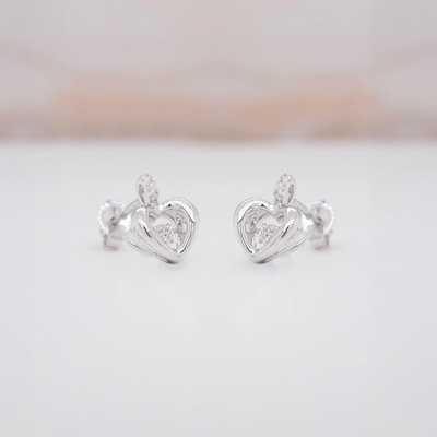 Lillian Vassago Peckové náušnice srdce v bílém zlatě s diamanty LLV59-DER050W