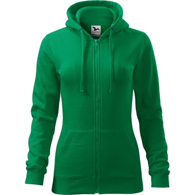 MALFINI Malfini trendy zipper 411 / Дамско кенгуру яке с цип по цялата дължина и качулка - средно зелено m (4111614)