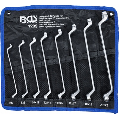 BGS technic Sada oboustranných očkových klíčů zalomené 6 x 7 - 20 x 22 mm 8dílná BGS 1209