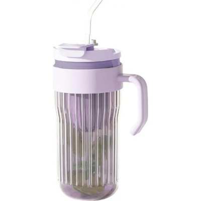 Livefy pohár so slamkou Ribbed fialový 550 ml